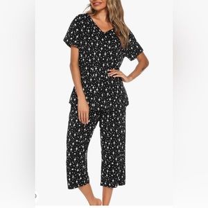 NWOT ENJOYNIGHT Women's Pajama Sets Cotton Sleepwear Tops w Capri Pants Cute 2XL